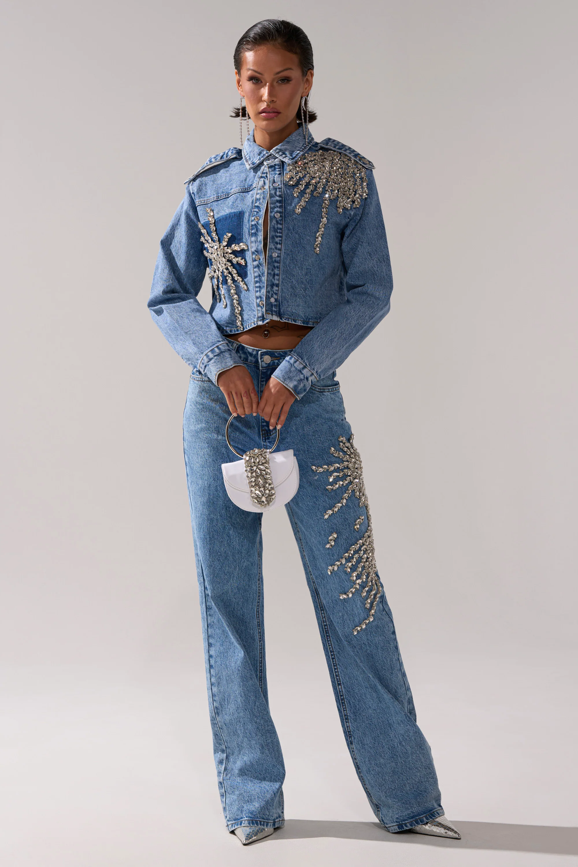 SPARKLE AND SHINE QUEEN DENIM BUTTON DOWN - Image 6