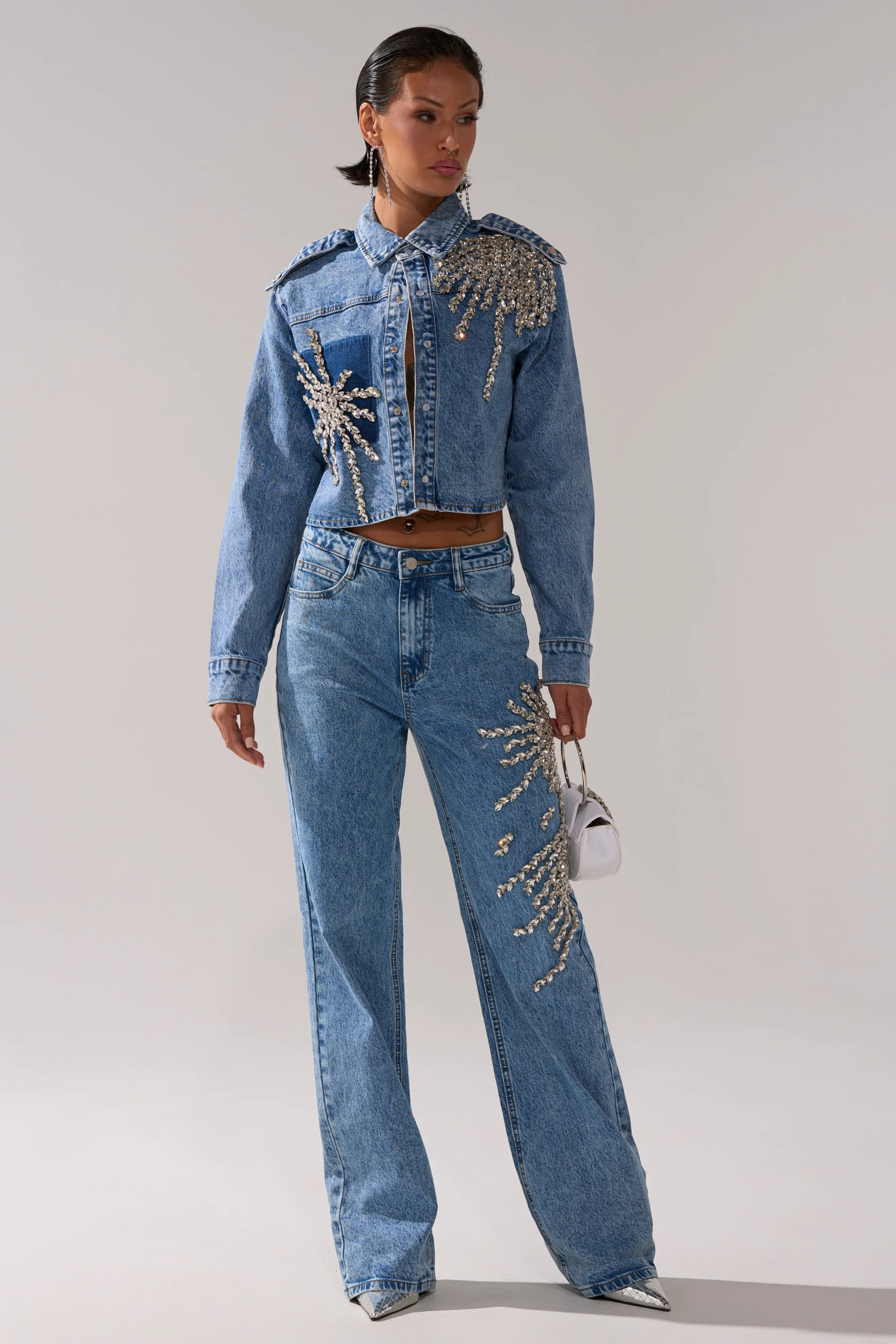 SPARKLE AND SHINE QUEEN DENIM BUTTON DOWN - Image 8