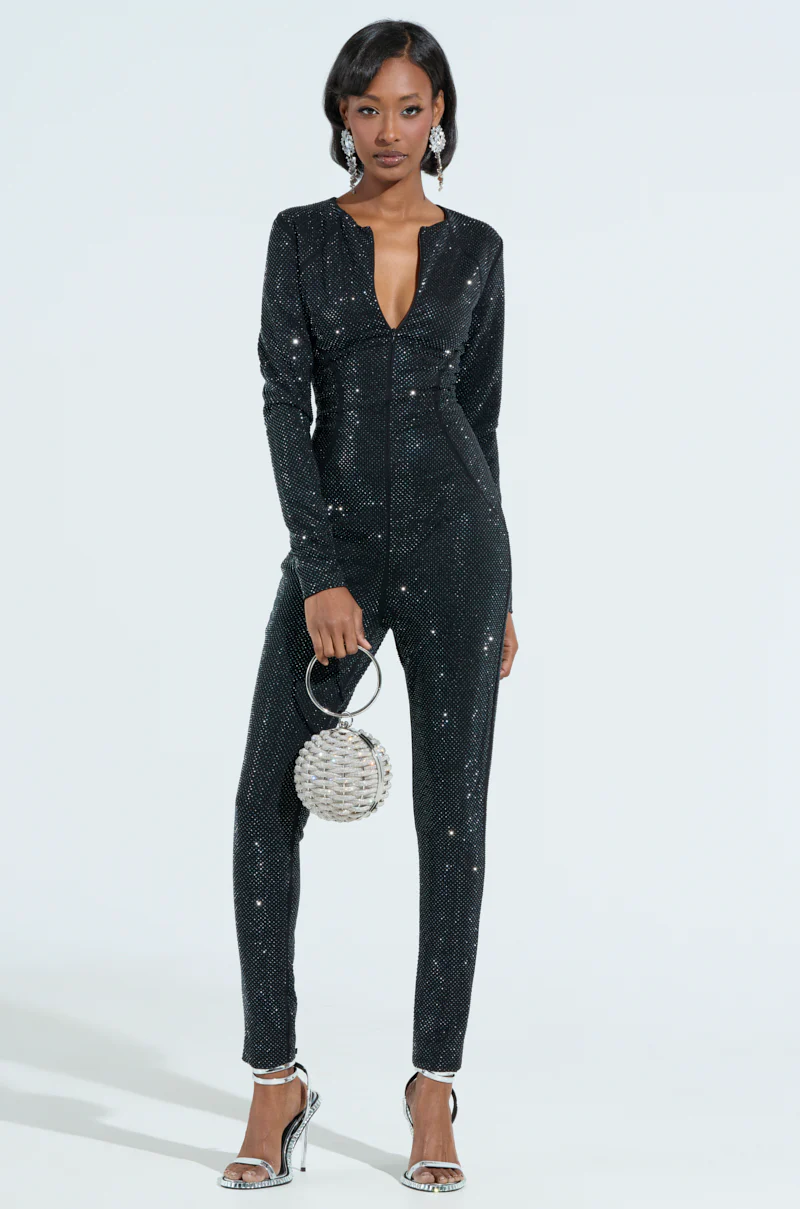SPARKLE SPARKLE RHINESTONE LONG SLEEVE JUMPSUIT - Image 2