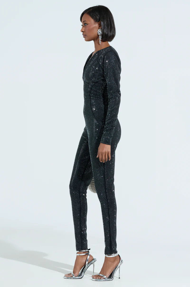SPARKLE SPARKLE RHINESTONE LONG SLEEVE JUMPSUIT - Image 3