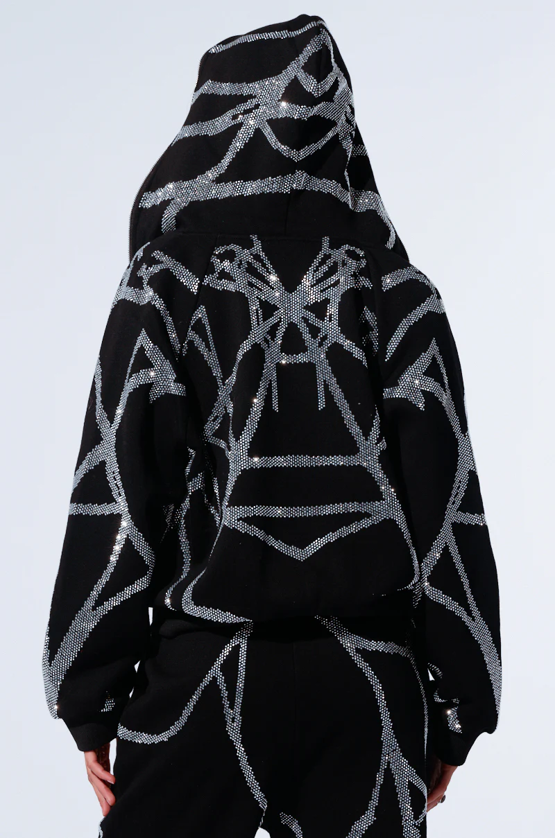 SPIDER SEQUIN DETAIL ZIP UP HOODIE - Image 5