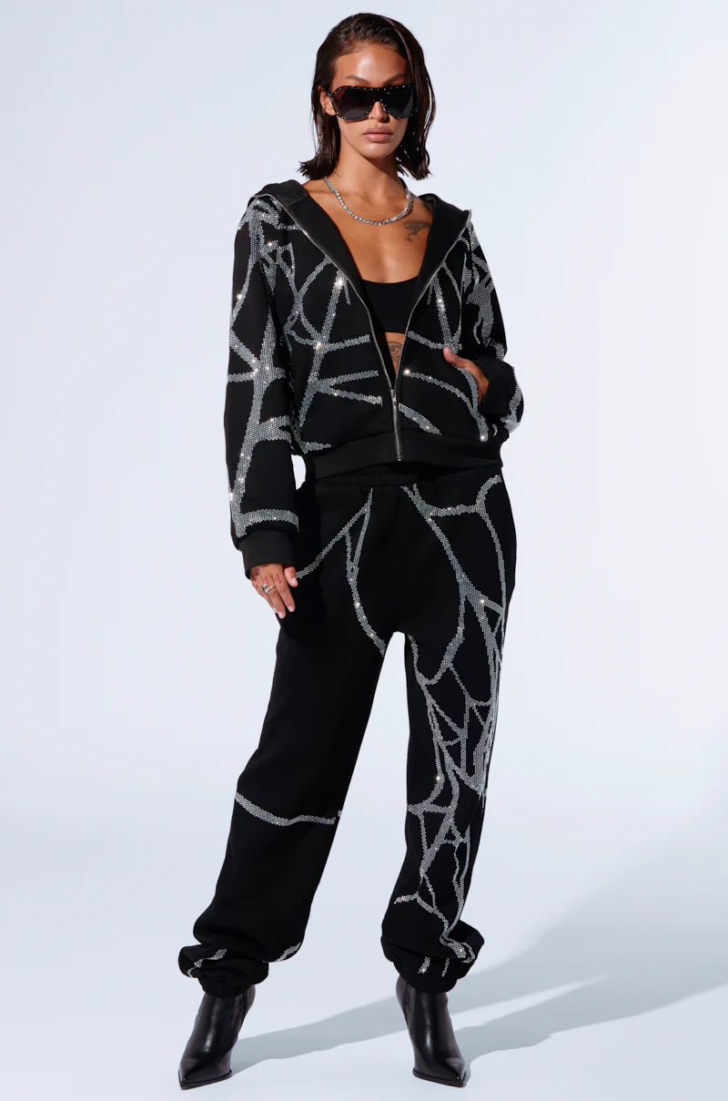 SPIDER SEQUIN DETAIL ZIP UP HOODIE - Image 8