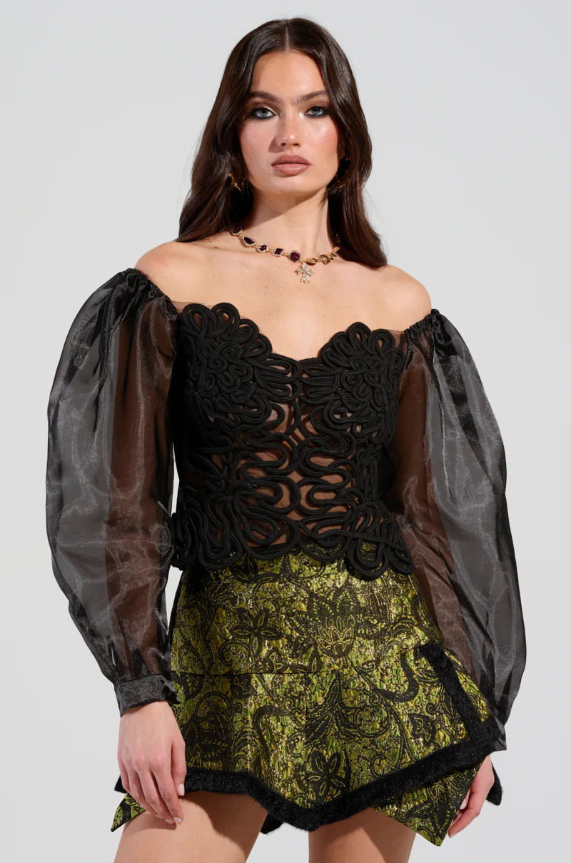 SPIRITED AWAY LONG SLEEVE BLOUSE IN BLACK - Image 2