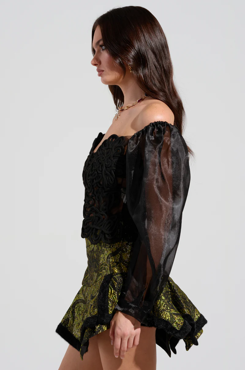 SPIRITED AWAY LONG SLEEVE BLOUSE IN BLACK - Image 3