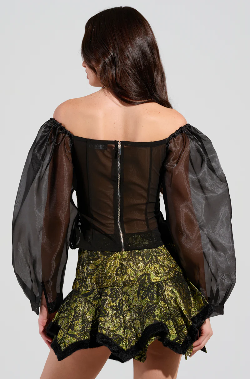 SPIRITED AWAY LONG SLEEVE BLOUSE IN BLACK - Image 4
