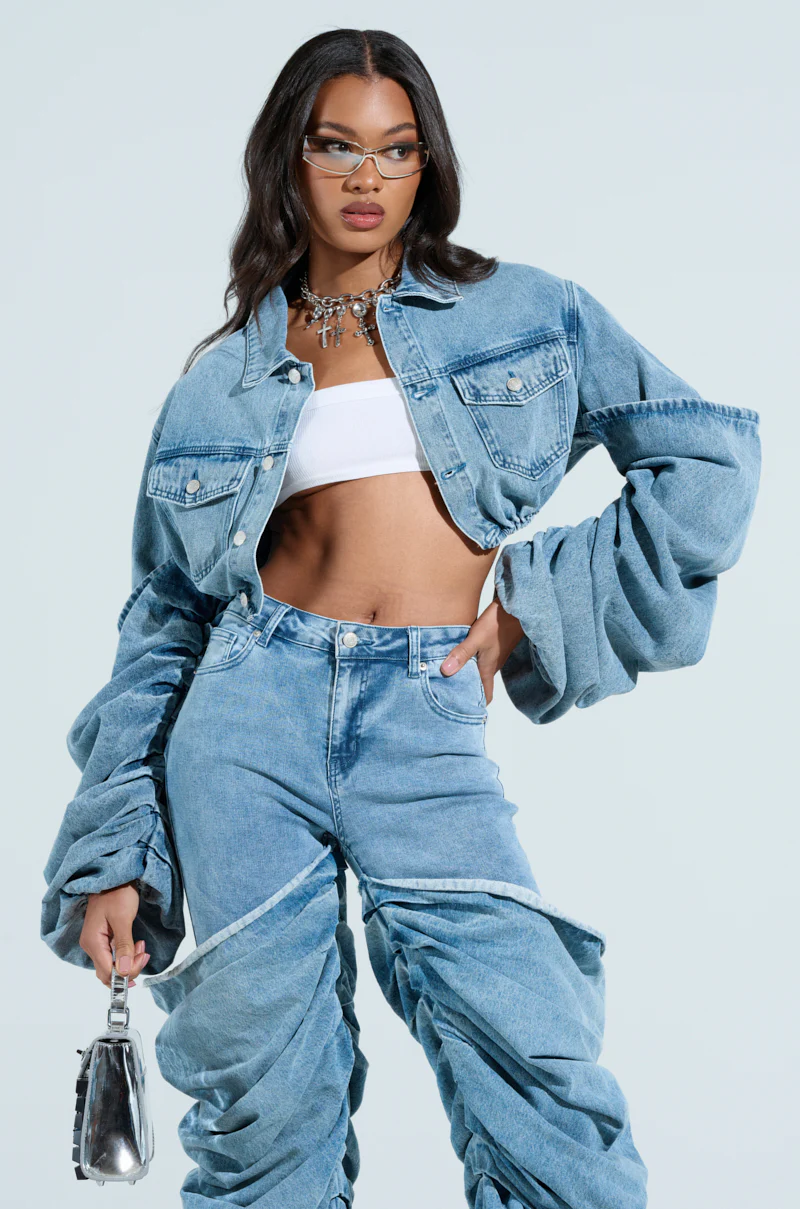 STACKED SLEEVE DENIM JACKET - Image 2