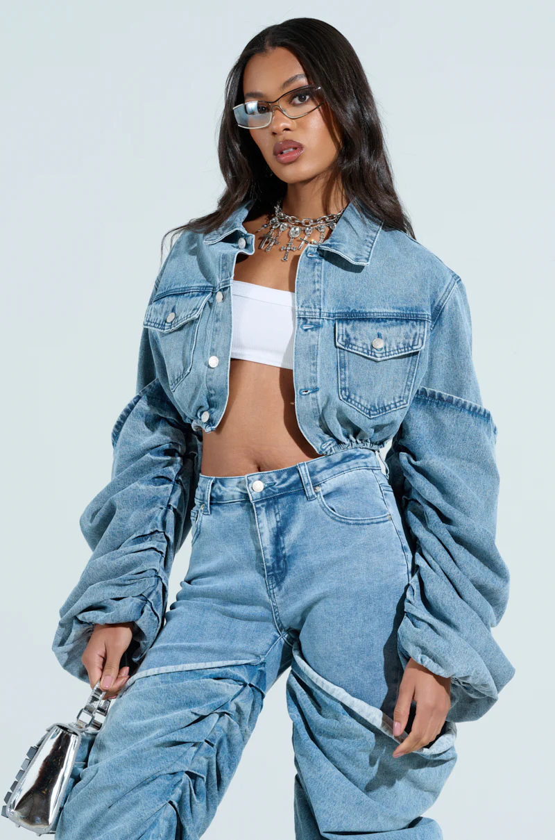 STACKED SLEEVE DENIM JACKET - Image 3