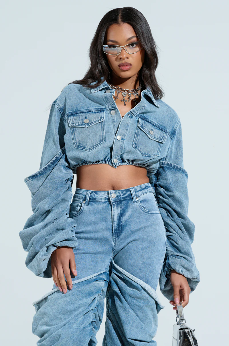 STACKED SLEEVE DENIM JACKET - Image 4