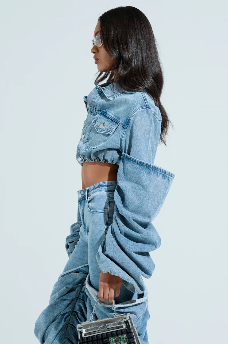 STACKED SLEEVE DENIM JACKET - Image 5