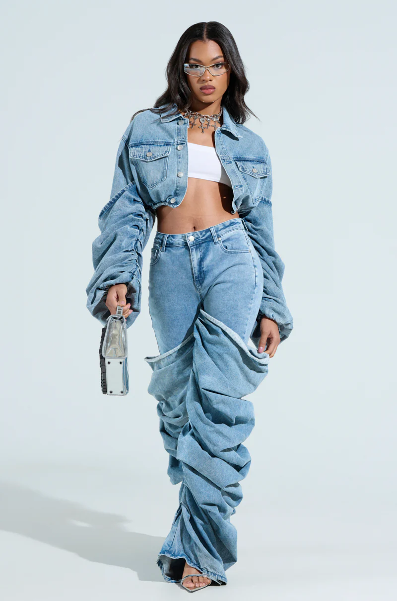 STACKED SLEEVE DENIM JACKET - Image 9