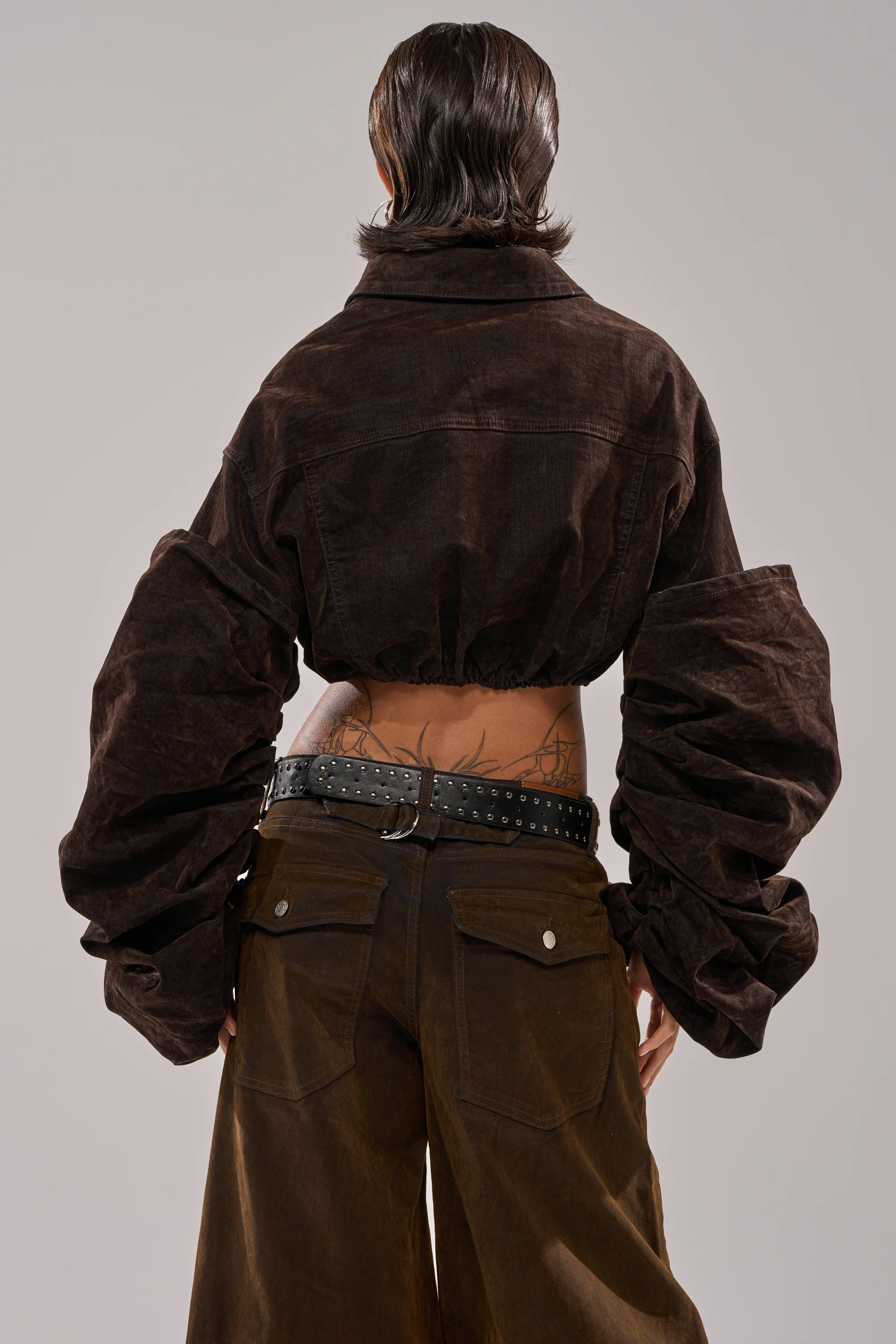 STACKED SLEEVE VELVET DENIM JACKET - Image 6