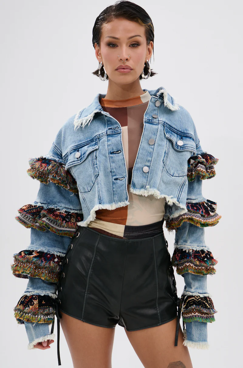 STACKED TAPESTRY DENIM JACKET - Image 3