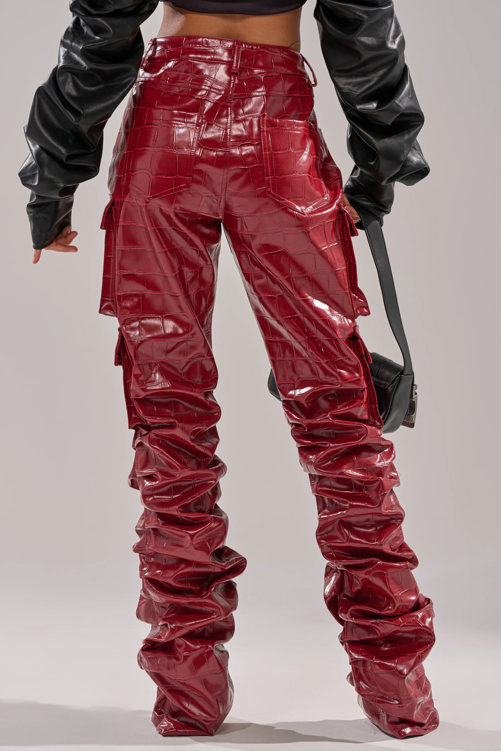 STRAIGHT TO THE POINT STACKED FAUX LEATHER TROUSER - Image 5