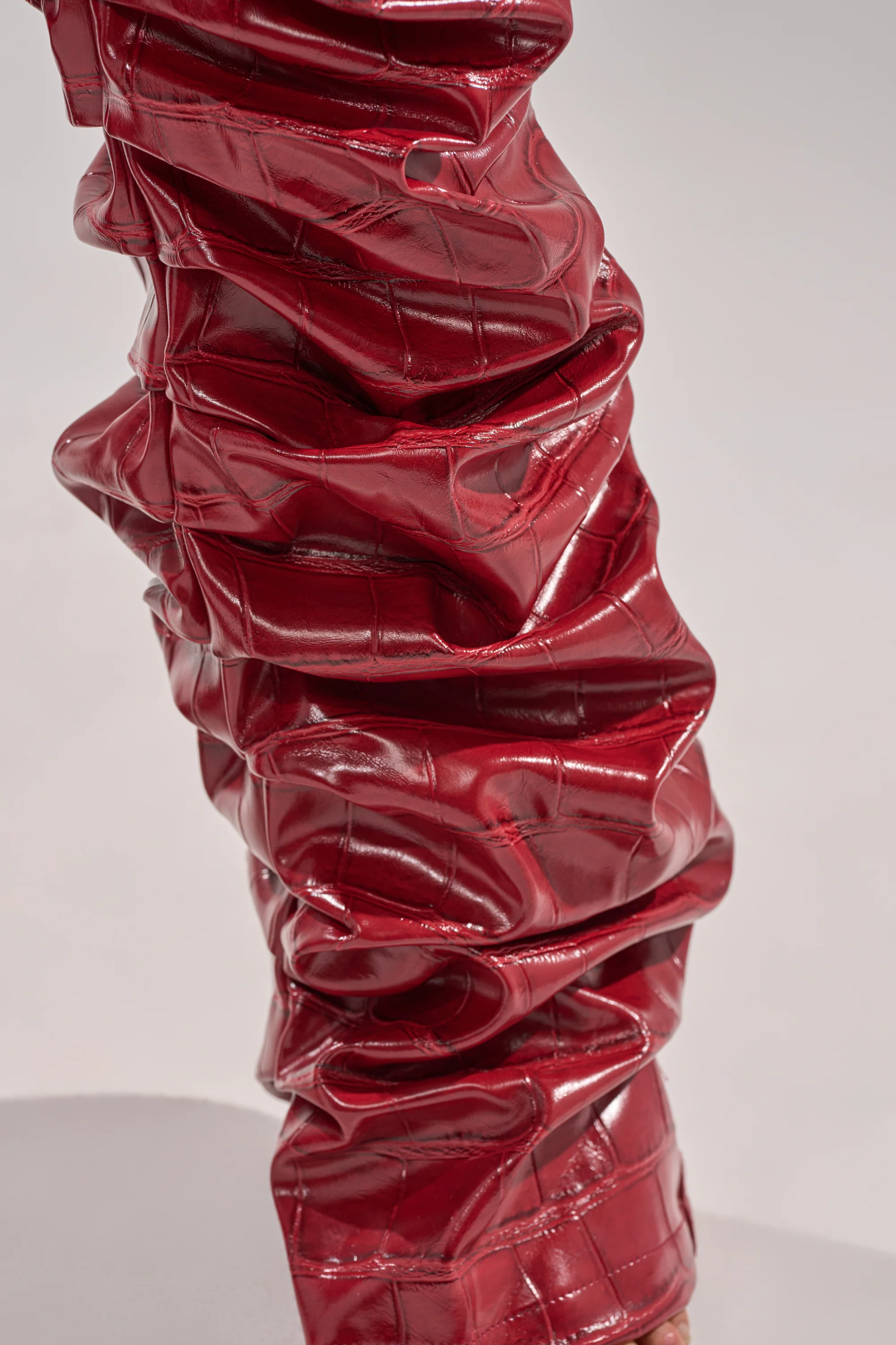STRAIGHT TO THE POINT STACKED FAUX LEATHER TROUSER - Image 8