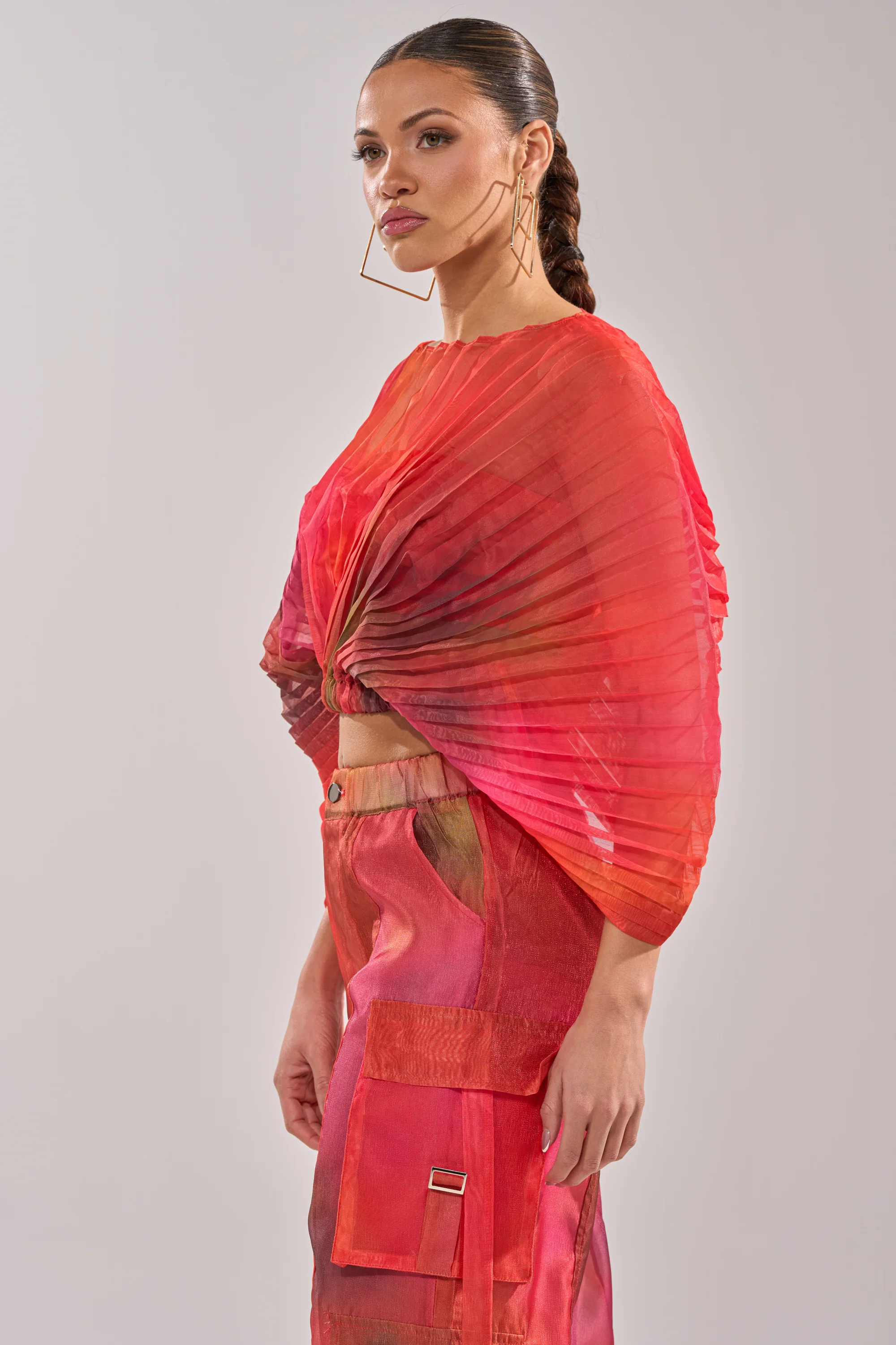 STAINED RED CROPPED BLOUSE - Image 3