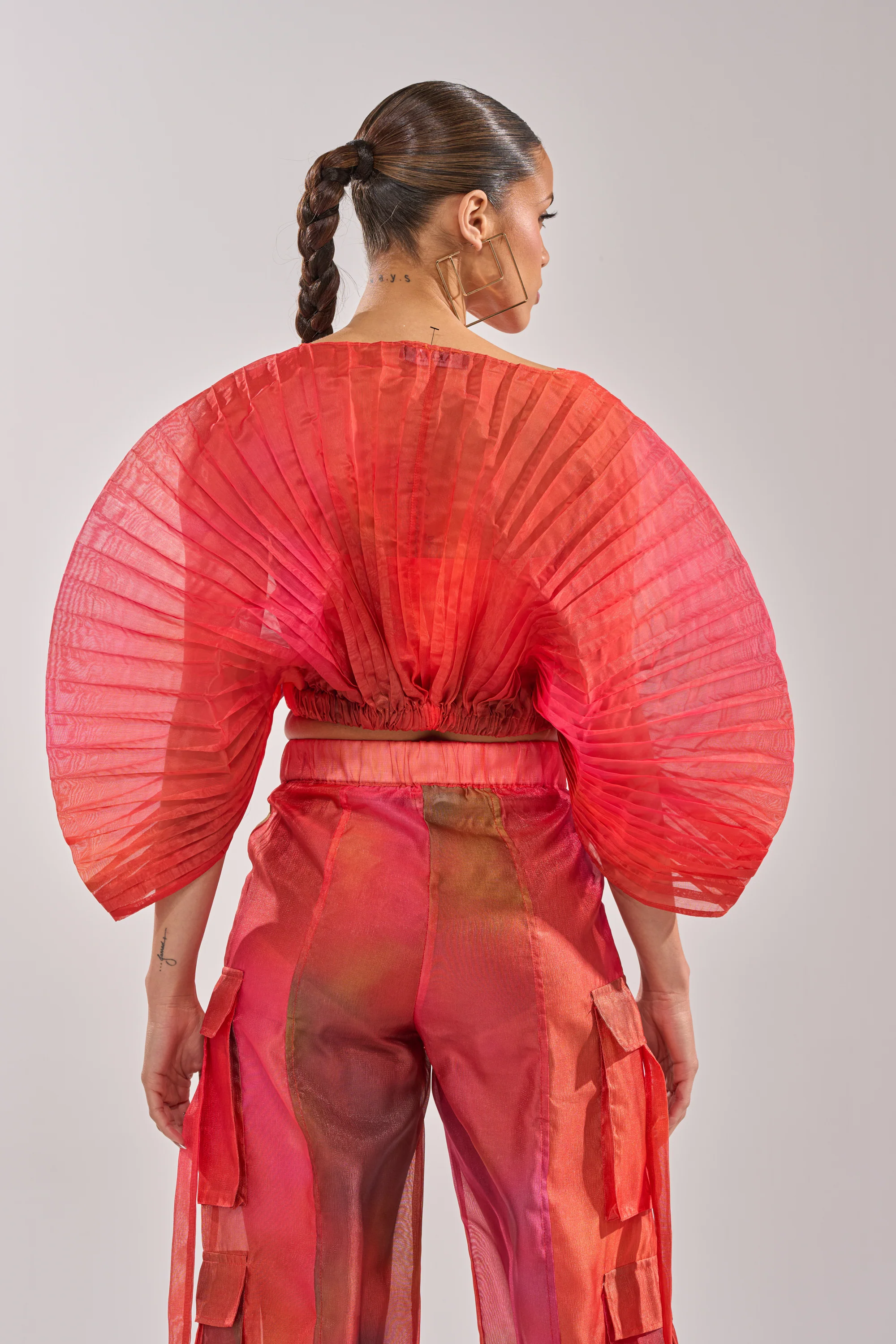 STAINED RED CROPPED BLOUSE - Image 4