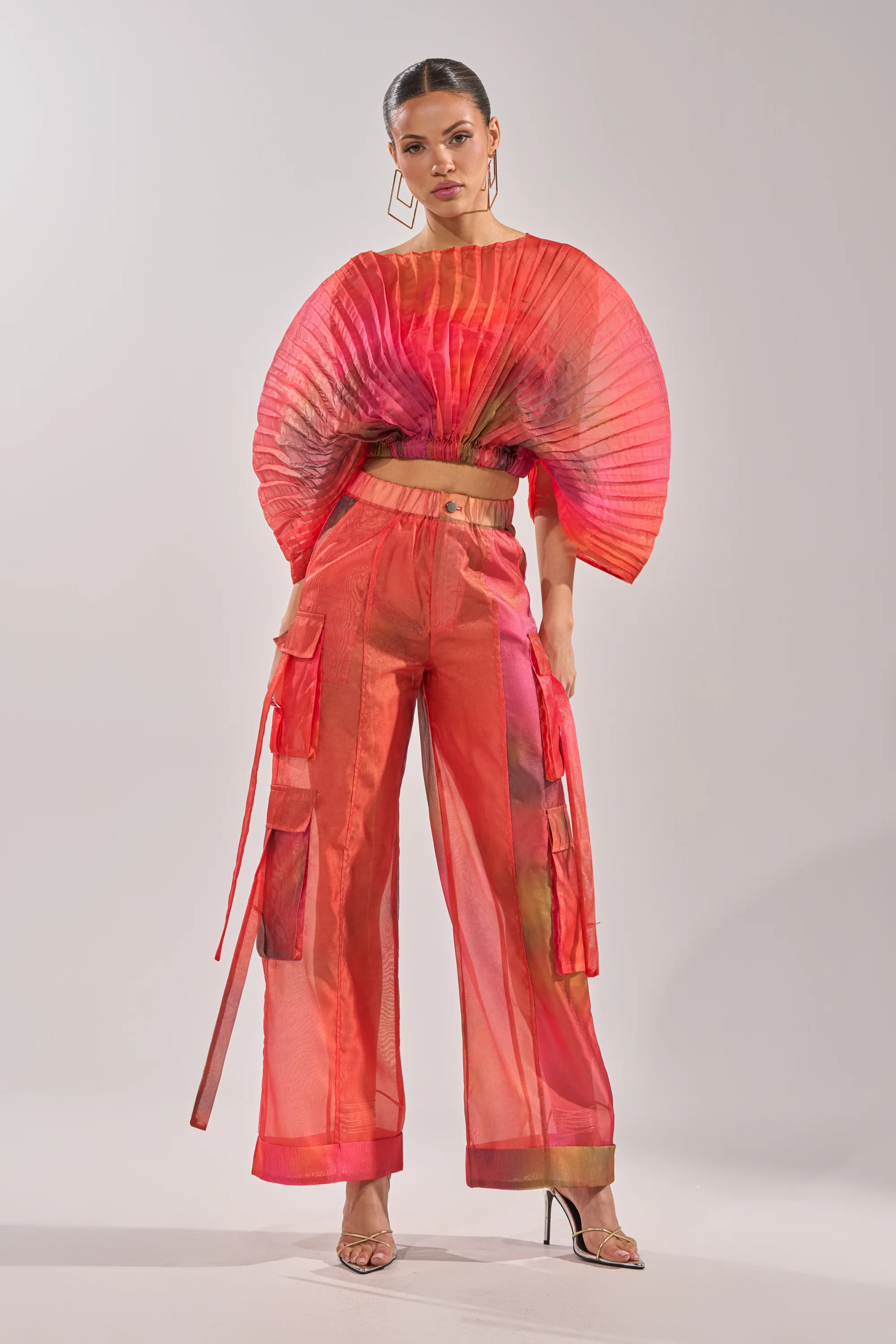 STAINED RED CROPPED BLOUSE - Image 5