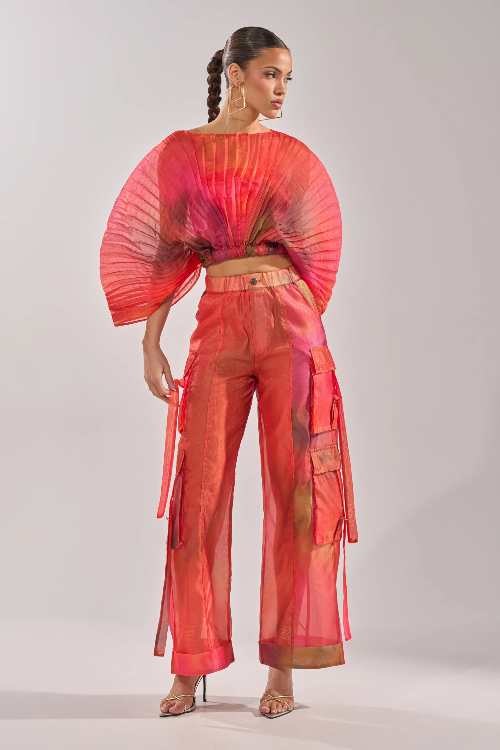 STAINED RED CROPPED BLOUSE - Image 7