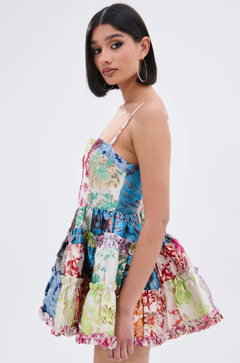 STAND OUT BROCADE MINI DRESS - Image 2
