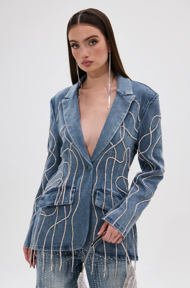 STANDOUT EMBELLISHED DENIM BLAZER - Image 2