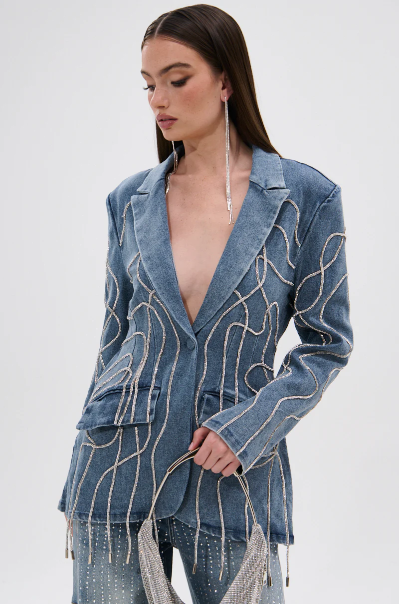 STANDOUT EMBELLISHED DENIM BLAZER - Image 3