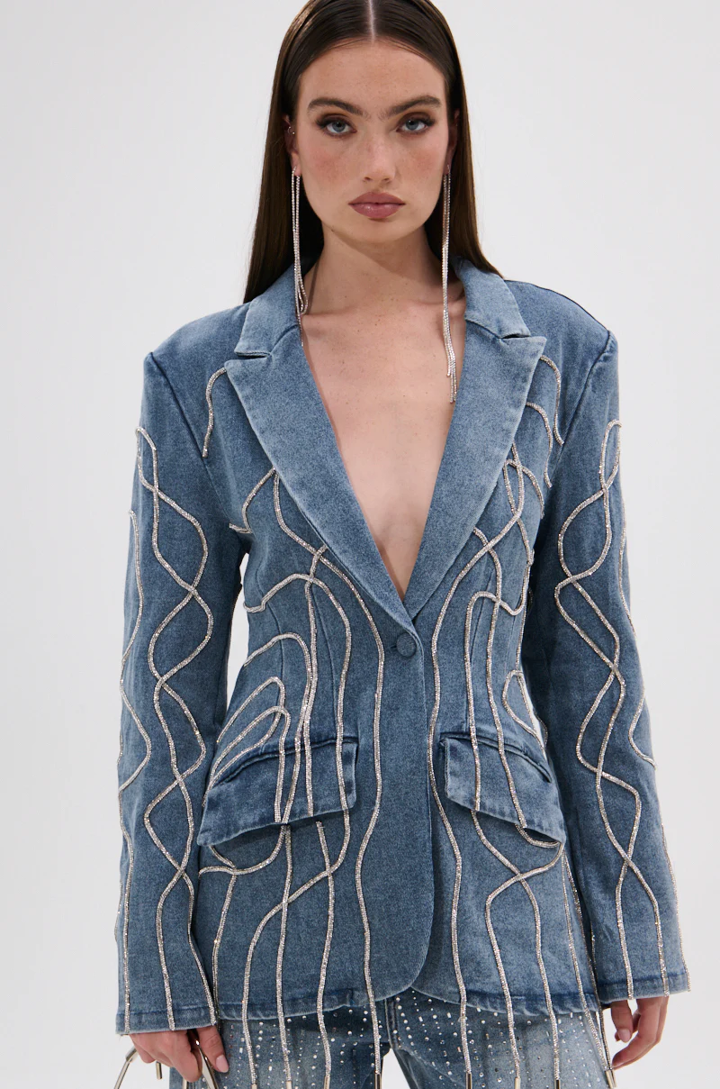 STANDOUT EMBELLISHED DENIM BLAZER - Image 4