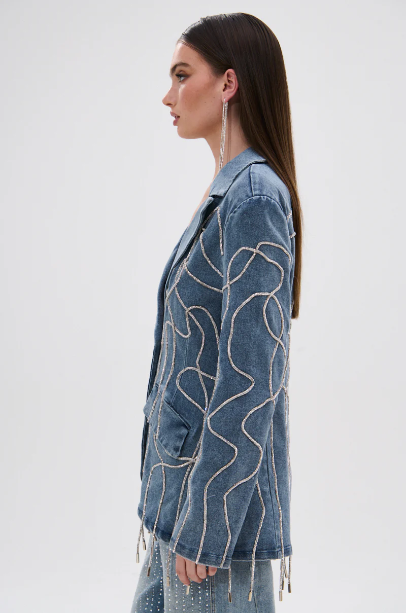 STANDOUT EMBELLISHED DENIM BLAZER - Image 5