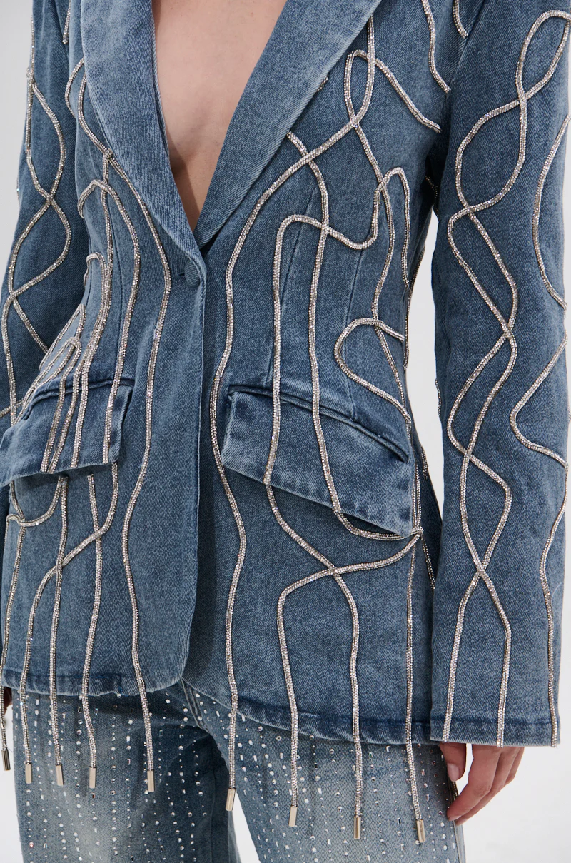 STANDOUT EMBELLISHED DENIM BLAZER - Image 9