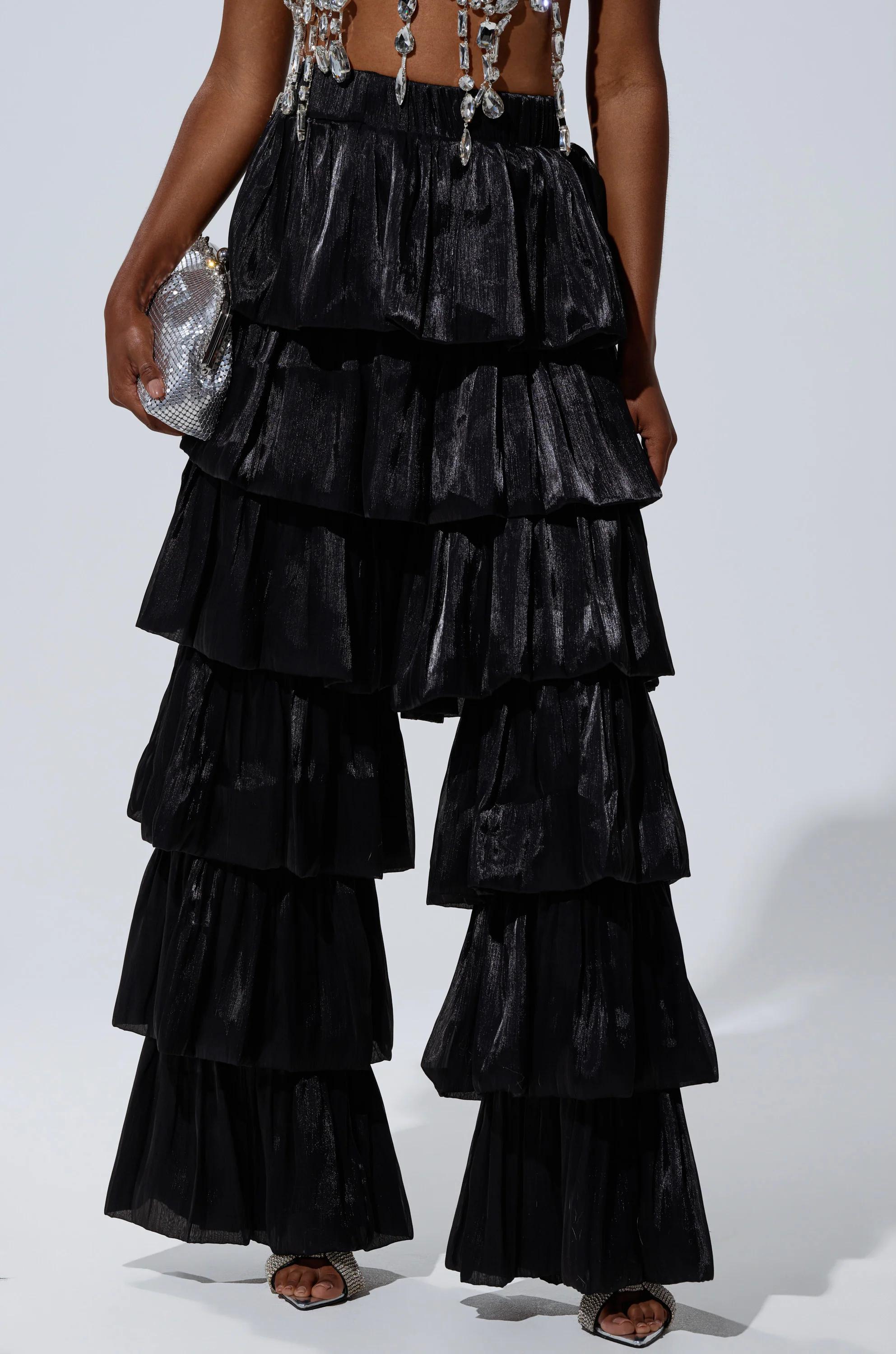 STAR OF THE NIGHT FLOUNCY PANT IN BLACK