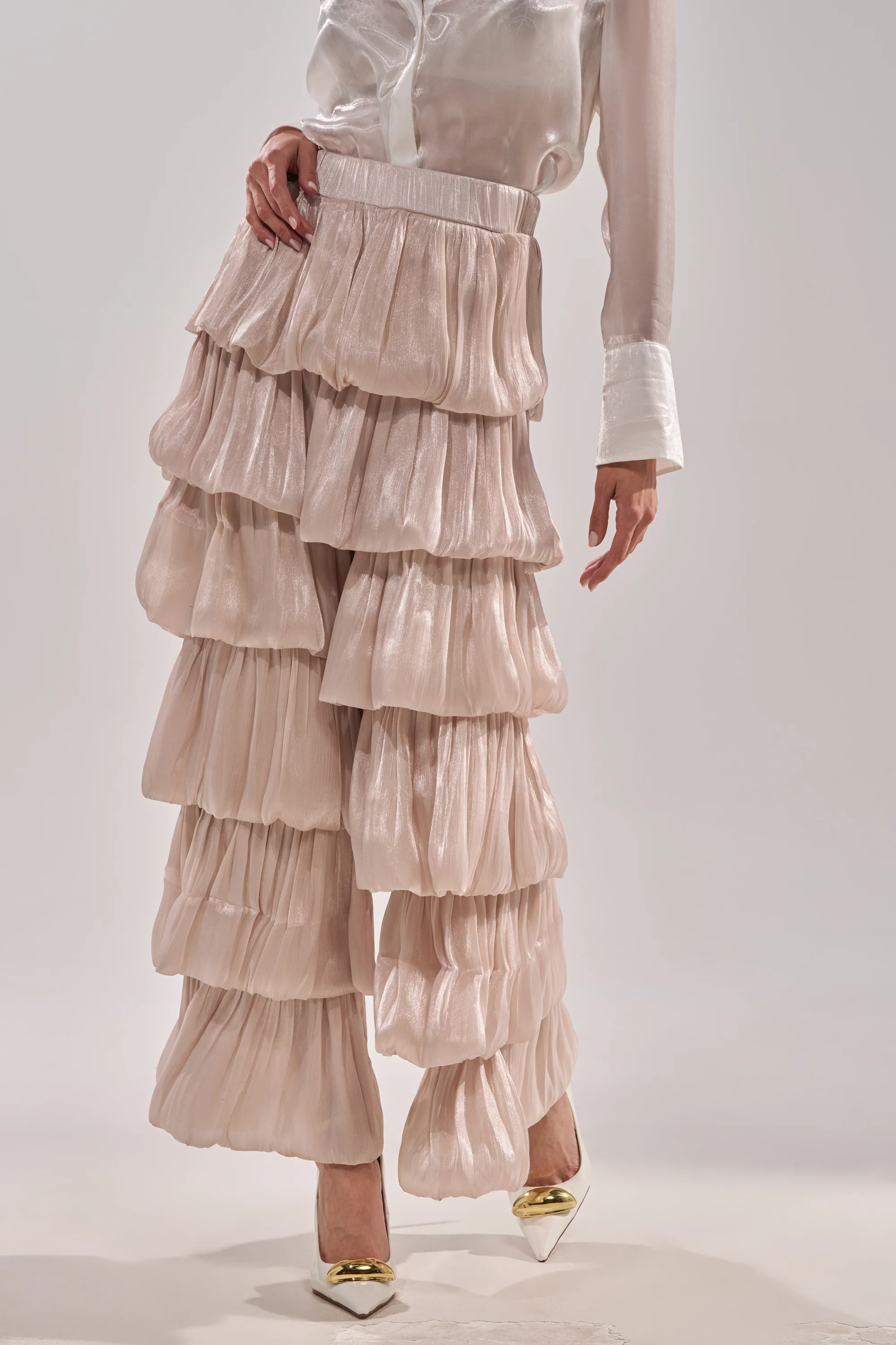 STAR OF THE NIGHT FLOUNCY PANT IN IVORY - Image 2