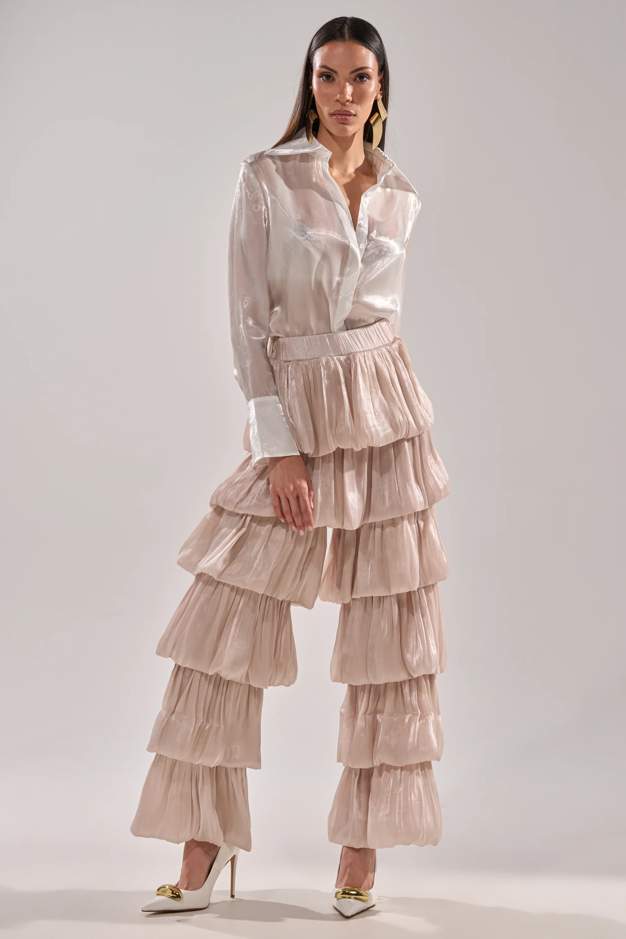 STAR OF THE NIGHT FLOUNCY PANT IN IVORY - Image 7