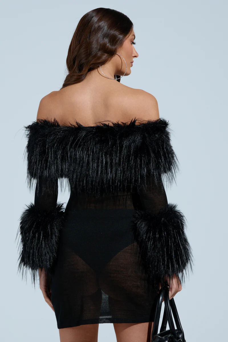 STAR OF THE SHOW FUR MINI DRESS - Image 8