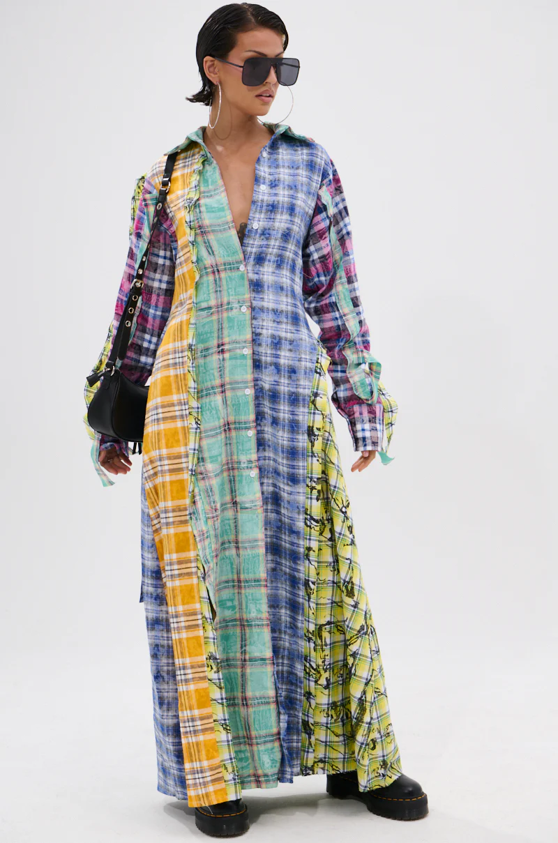 STAR OF THE SHOW PLAID MAXI DRESS - Image 4