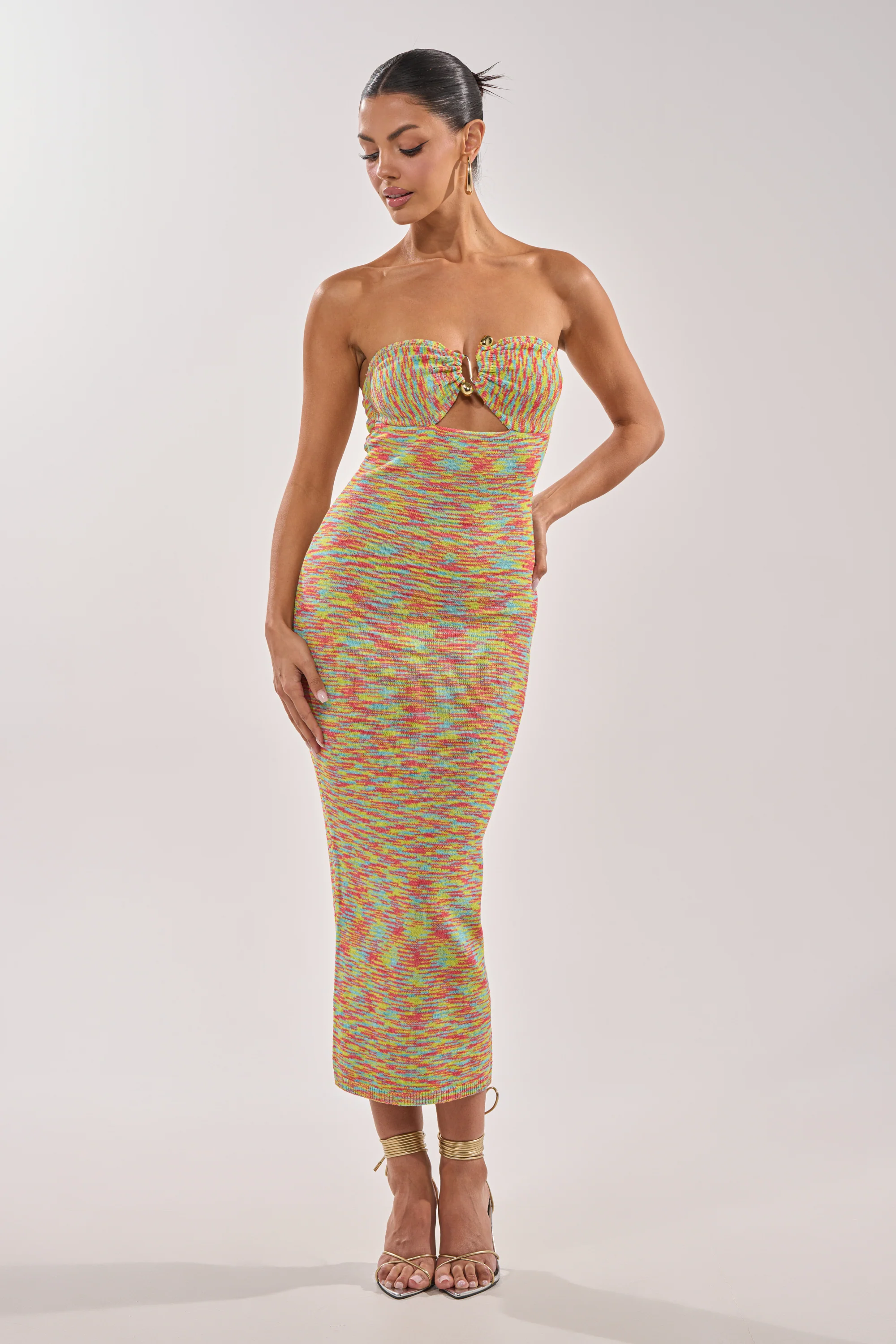 STARRY NIGHT KNIT MIDI DRESS IN MULTI - Image 2