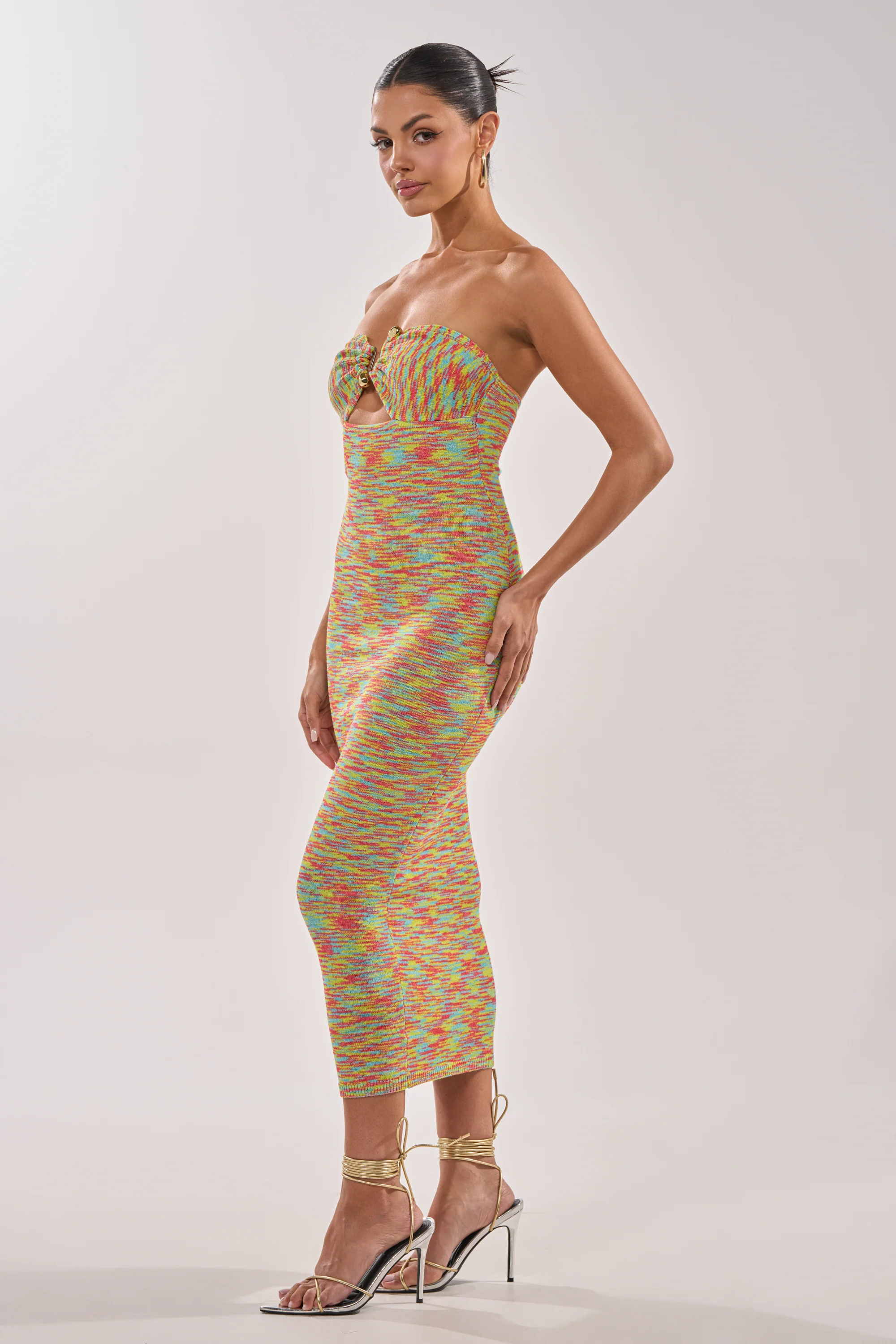 STARRY NIGHT KNIT MIDI DRESS IN MULTI - Image 3