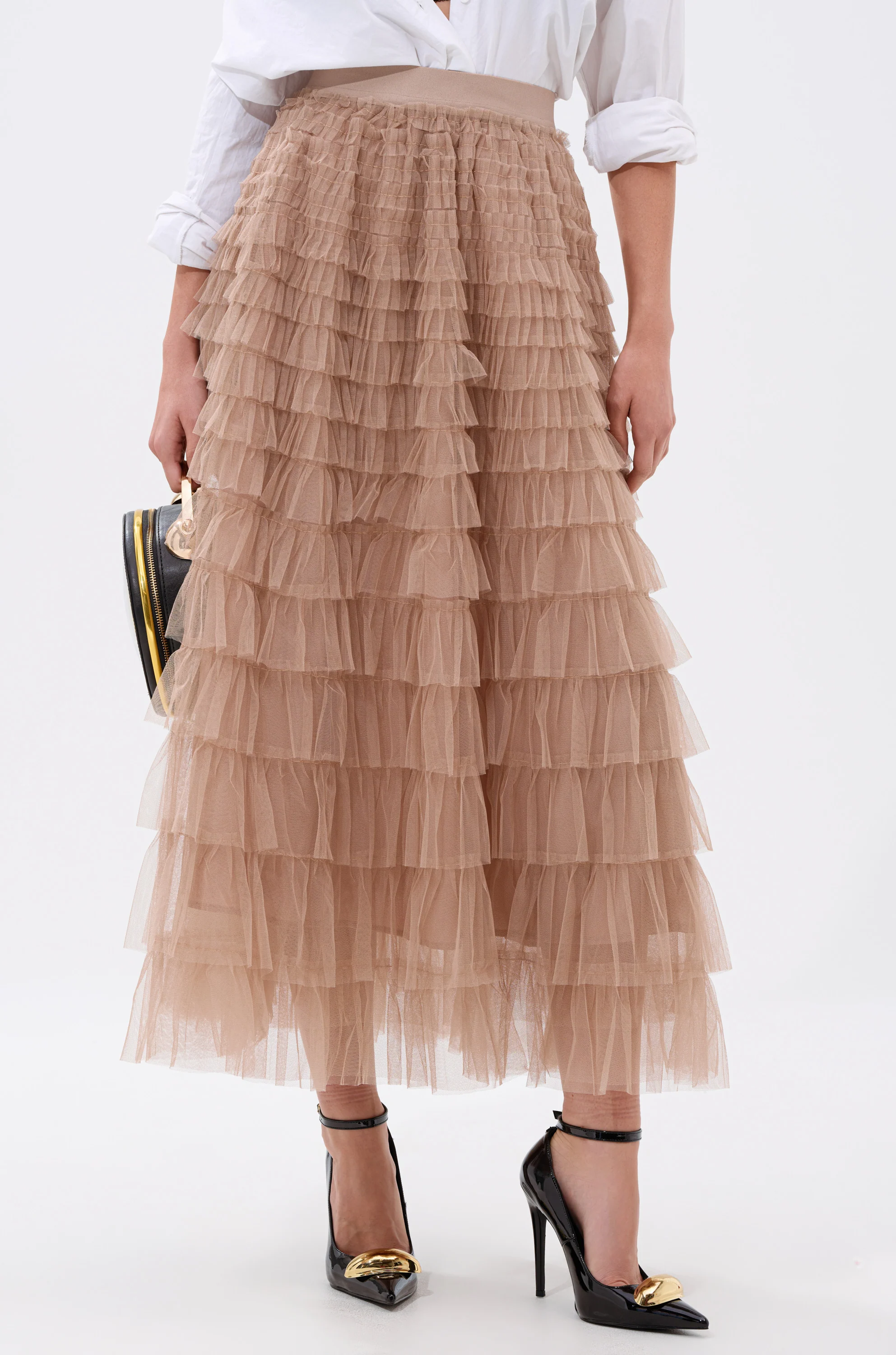 STARS ALIGNED MESH RUFFLE MAXI SKIRT - Image 2