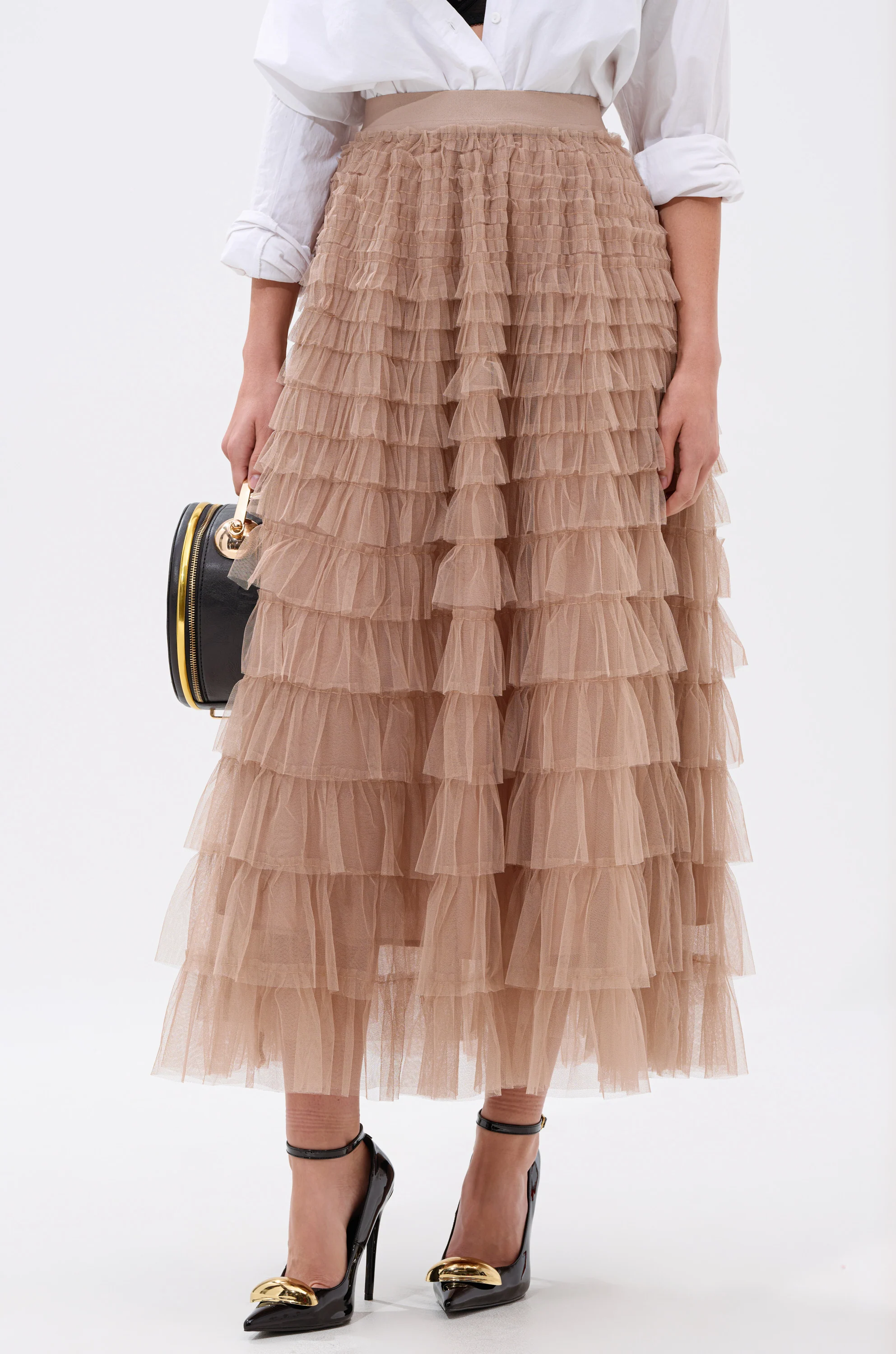 STARS ALIGNED MESH RUFFLE MAXI SKIRT - Image 3