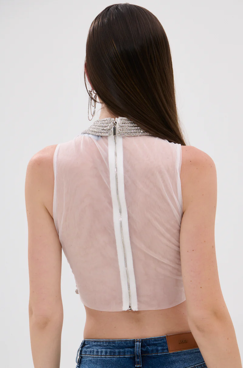 STARSHINE RHINESTONE MOCK NECK BLOUSE - Image 5