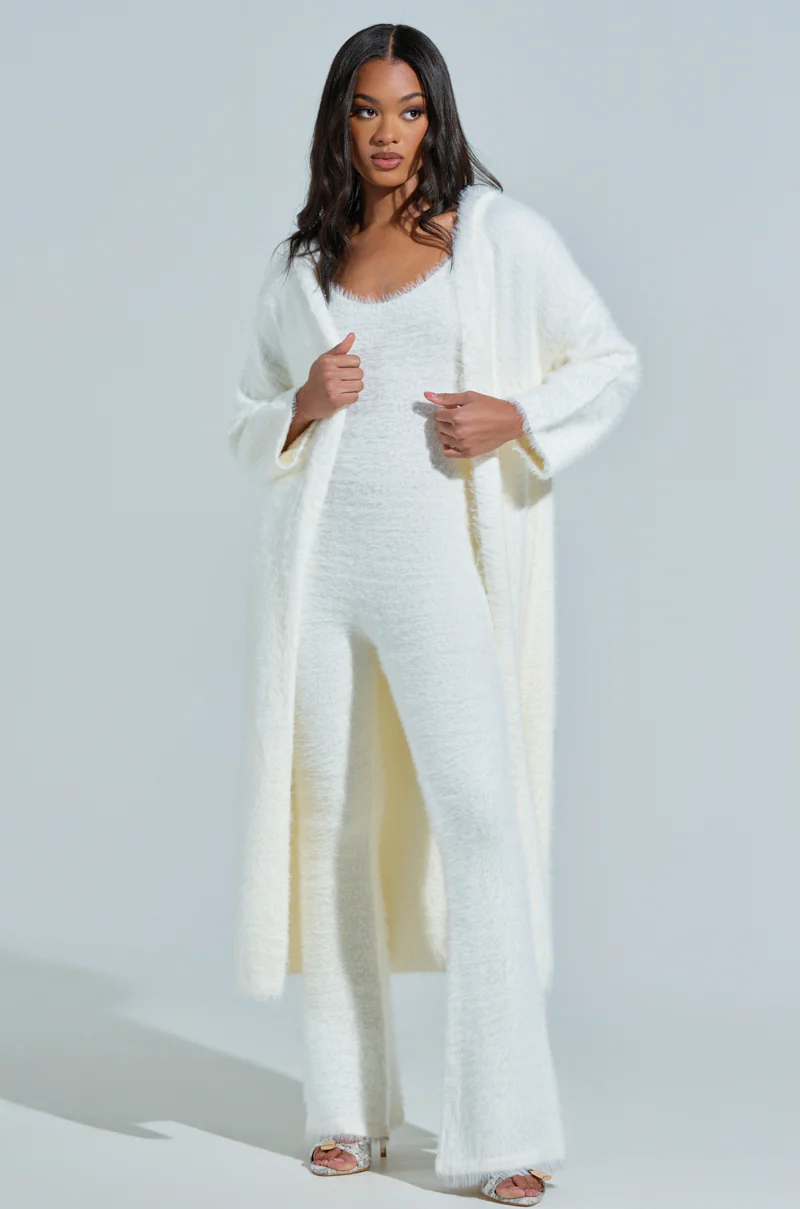 STAYING IN FUZZY KNIT CARDIGAN