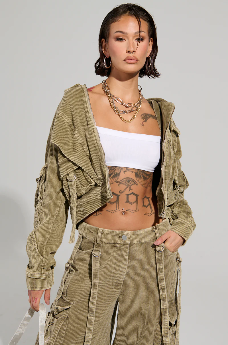 STEALTHY CORDUROY CARGO BOMBER - Image 3