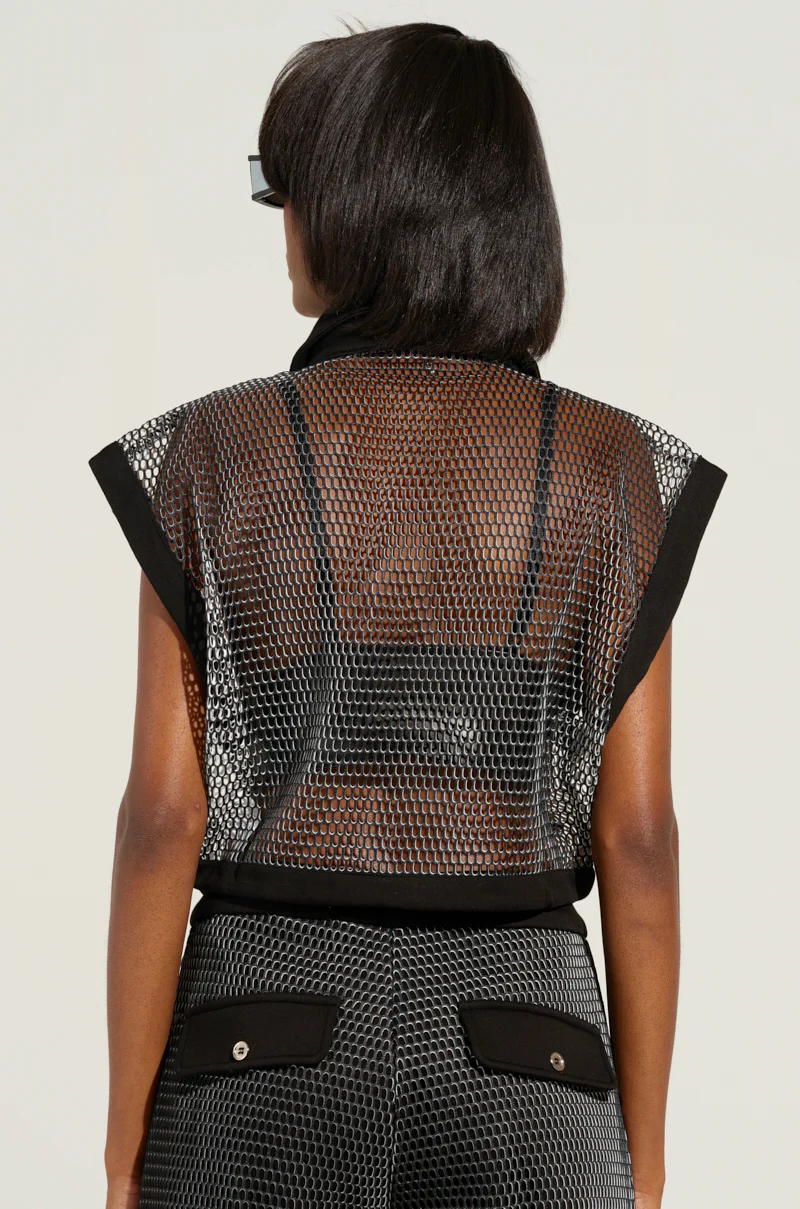 STEPHANIA TRANSPARENT BUTTON DOWN SHIRT IN BLACK - Image 4