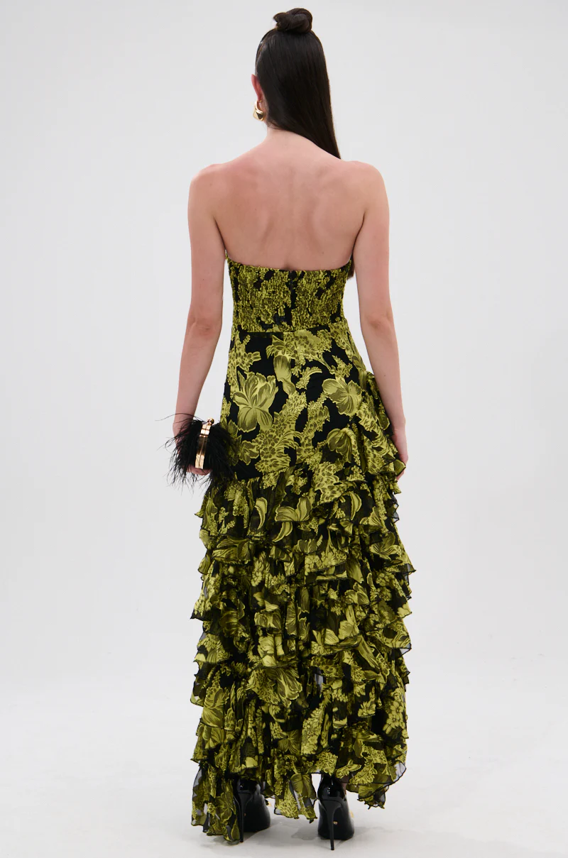 STOLE THE SHOW SATIN RUFFLE MAXI DRESS - Image 6