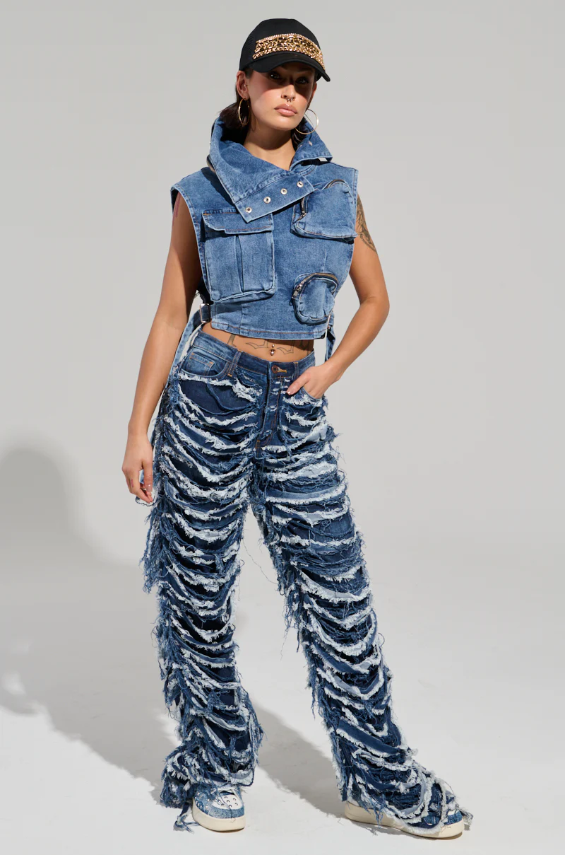 STOP AND STARE DISTRESSED DENIM PANT - Image 5