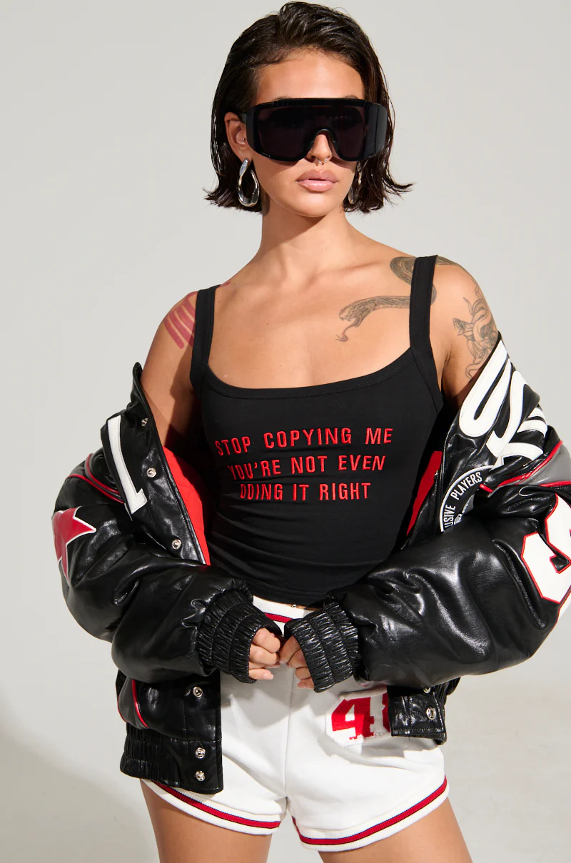 STOP COPYING ME LACE UP BACK TANK TOP - Image 3