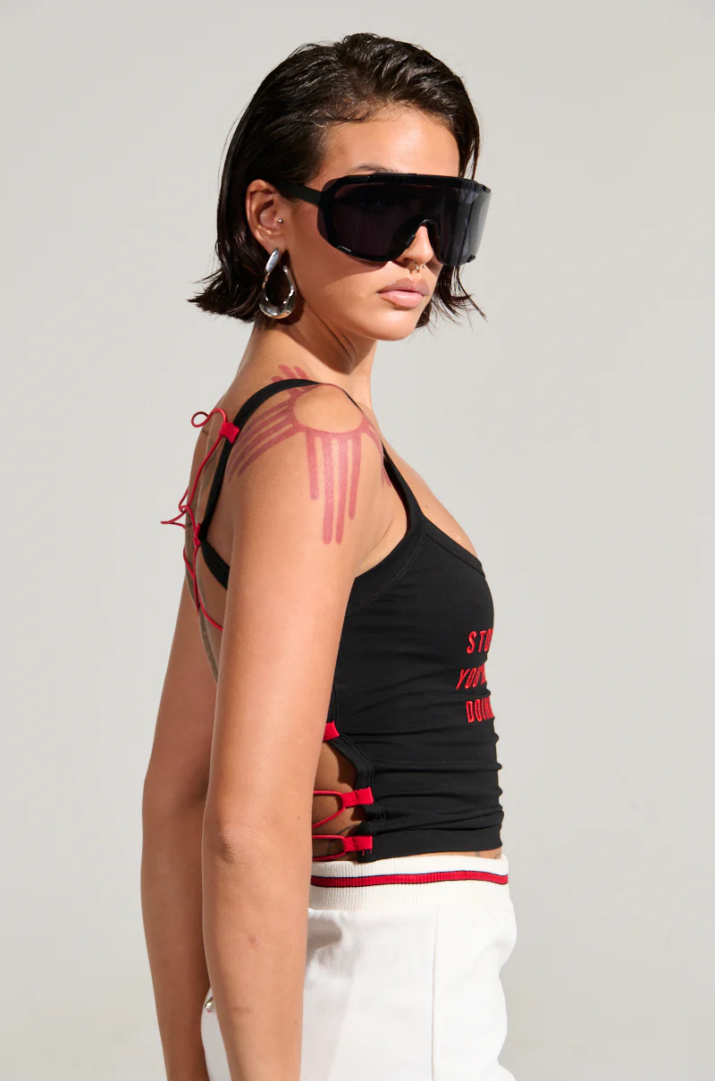 STOP COPYING ME LACE UP BACK TANK TOP - Image 4