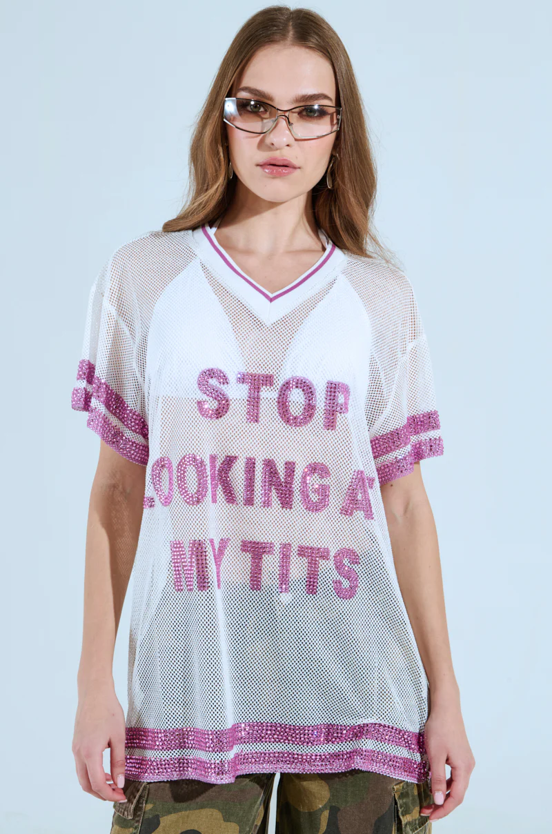 STOP LOOKING AT MY TITS MESH JERSEY - Image 2