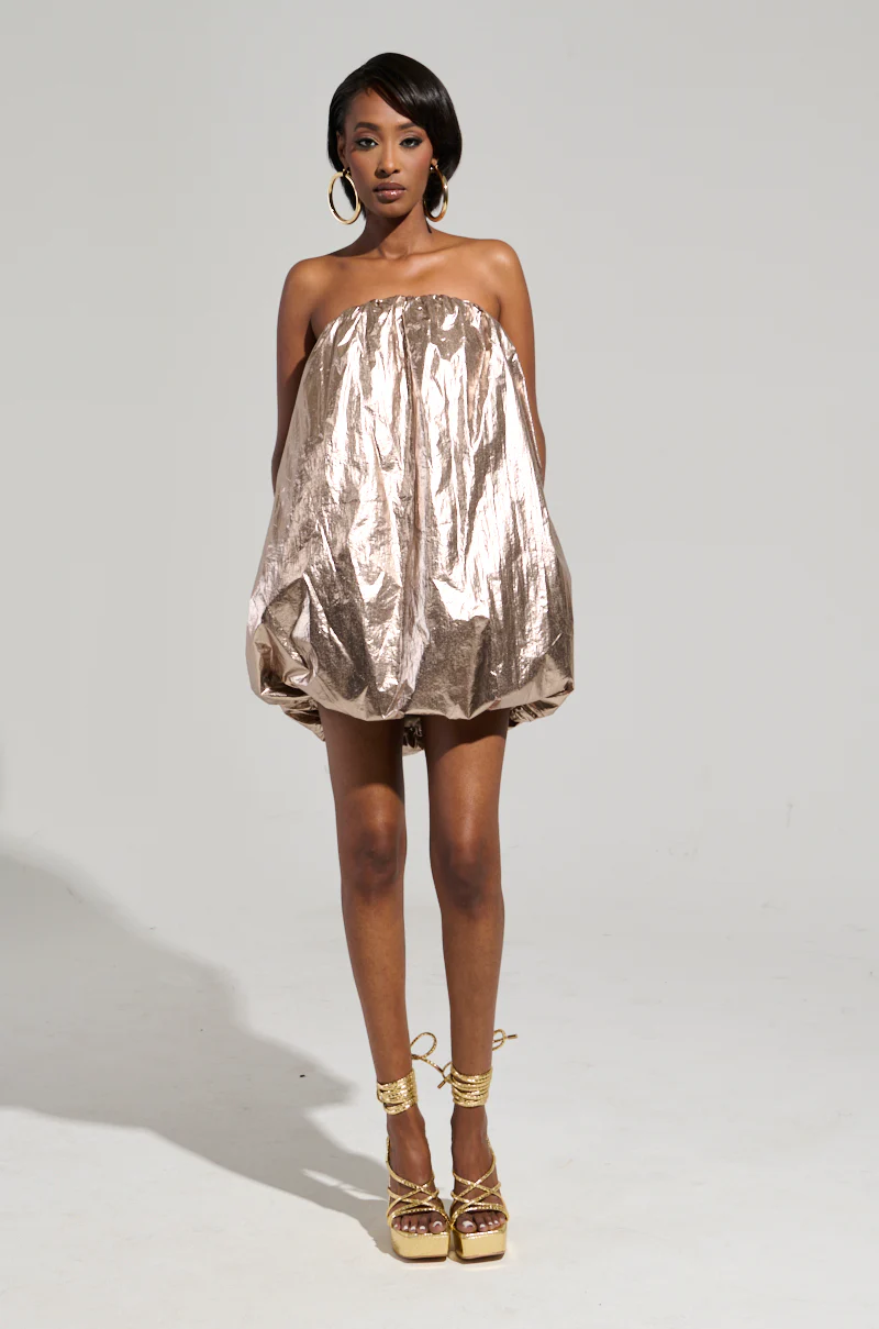 STOPPING TRAFFIC GOLD MINI DRESS - Image 6
