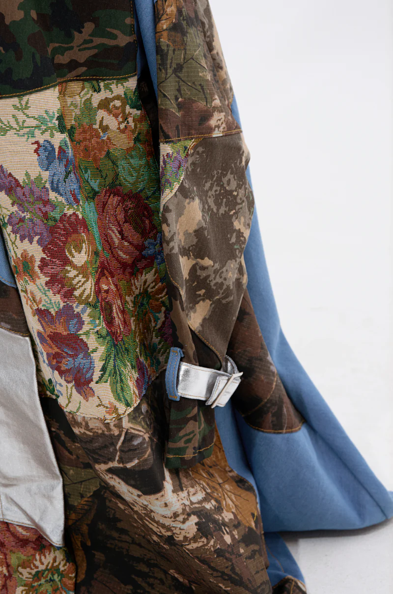 STRAPLESS TRENCH MAXI DRESS WITH PATCHWORK DETAIL - Image 8