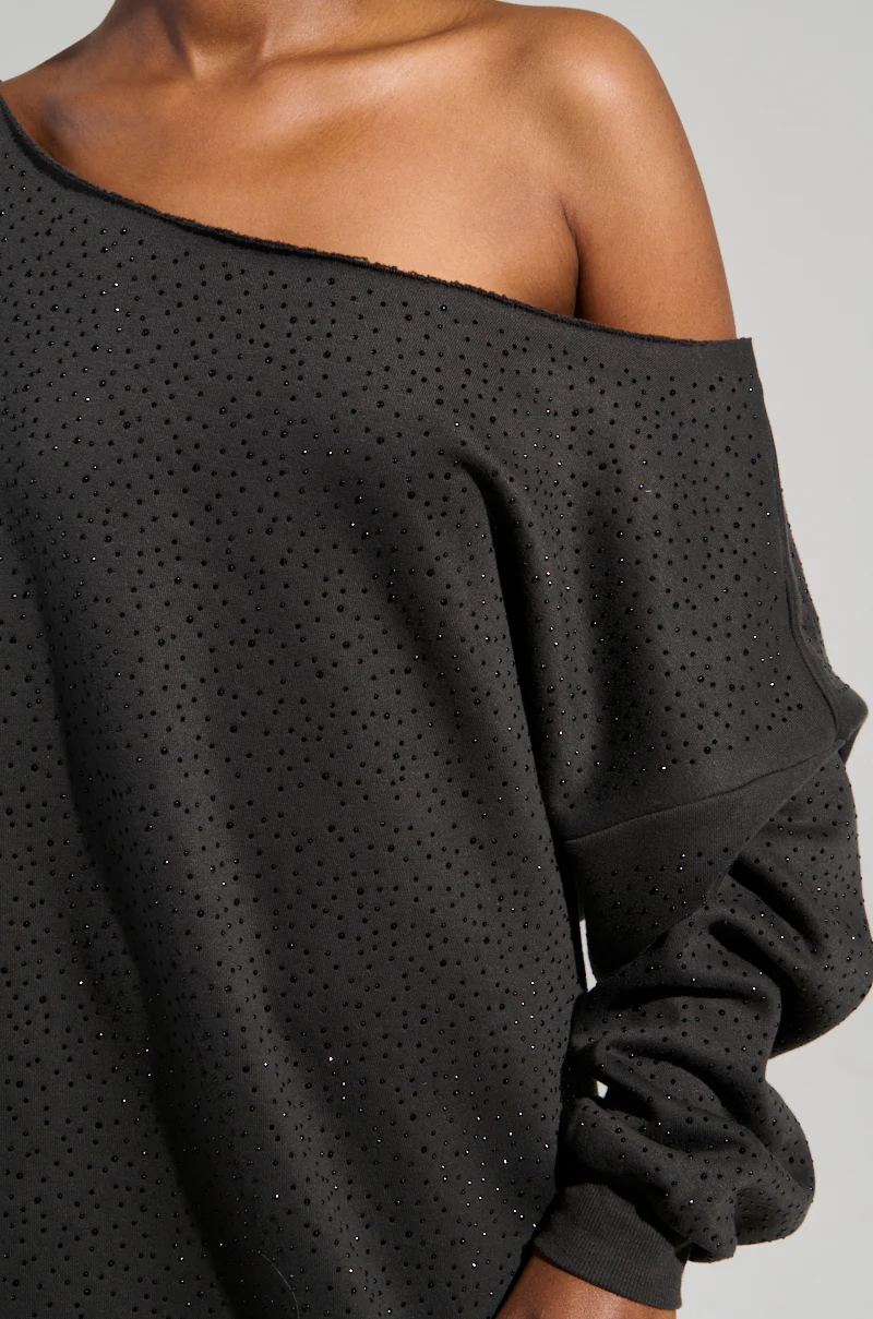 STREET STYLE OVERSIZED RHINESTONE SWEATSHIRT DRESS - Image 7
