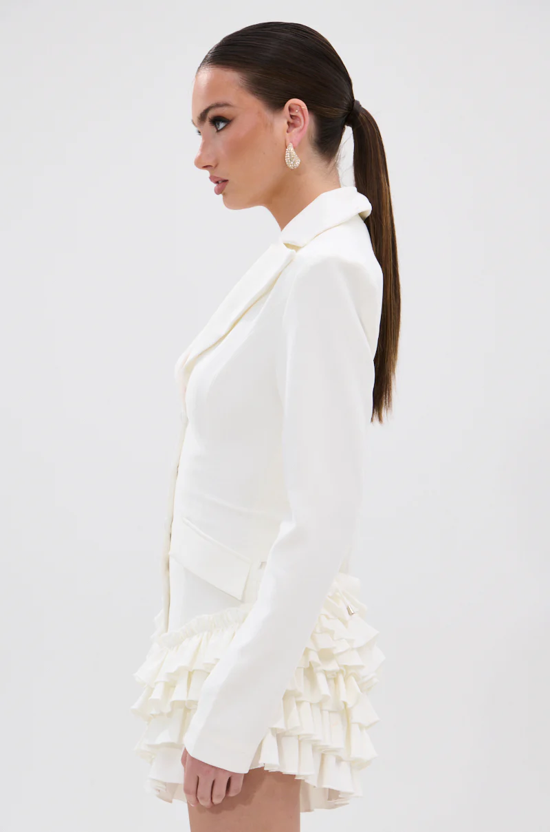 STRICTLY BUSINESS BLAZER ROMPER IN WHITE - Image 5